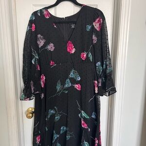 DKNY Black Dress with Pink and Blue Floral Design